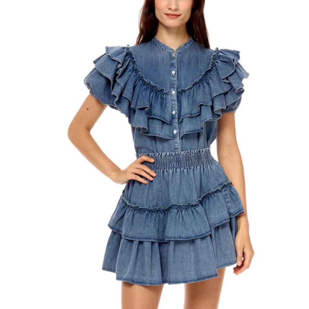 STELLAH Denim Top/Skirt Set